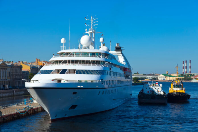 white cruise ship at Neva Saint Petersburg
